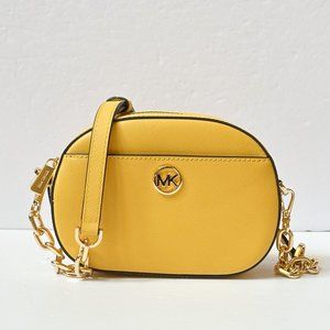 Michael Kors Jet Set Glam Small Oval Camera Crossbody Bag Daffodil